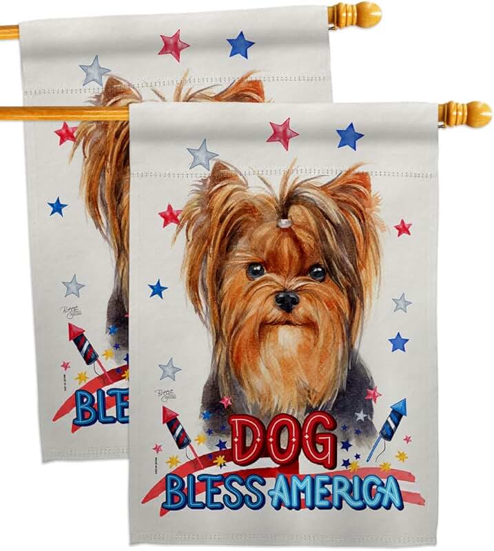 Patriotic Yorkie House Flag Set for Garden or Yard