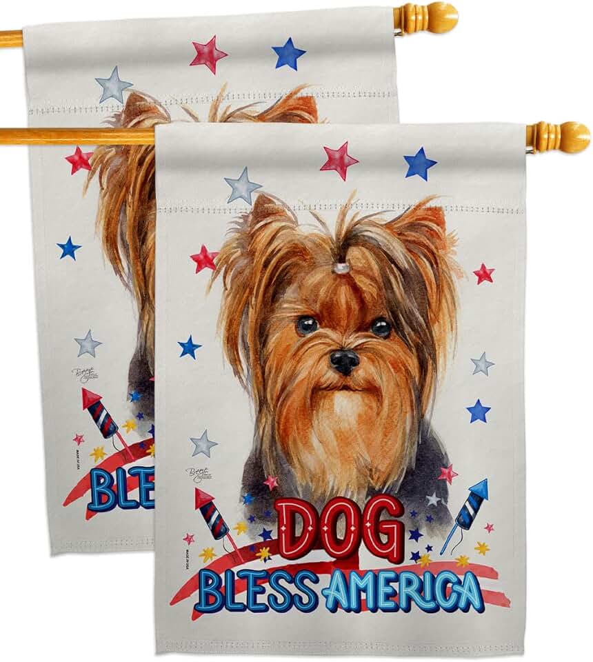 Patriotic Yorkie House Flag Set for Garden or Yard