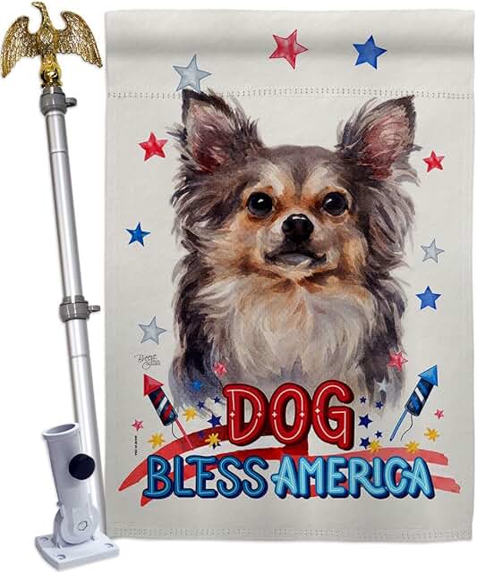 Patriotic Chihuahua House Flag with Eagle and Dog Design