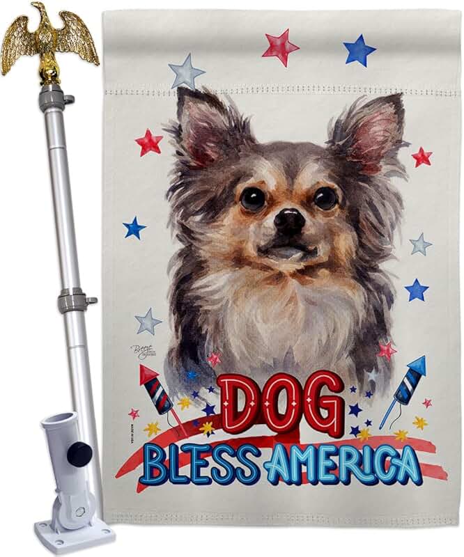 Patriotic Chihuahua House Flag with Eagle and Dog Design