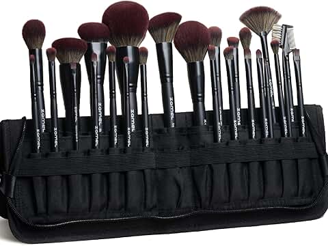 26-Piece Black Makeup Brush Set with Travel Bag