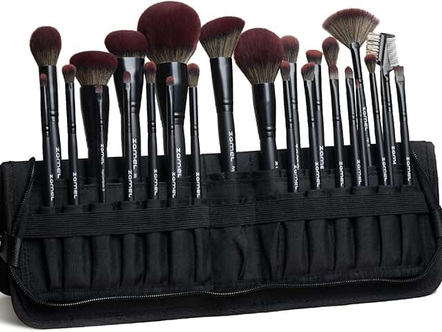 26-Piece Black Makeup Brush Set with Travel Bag
