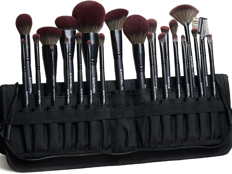 26-Piece Black Makeup Brush Set with Travel Bag