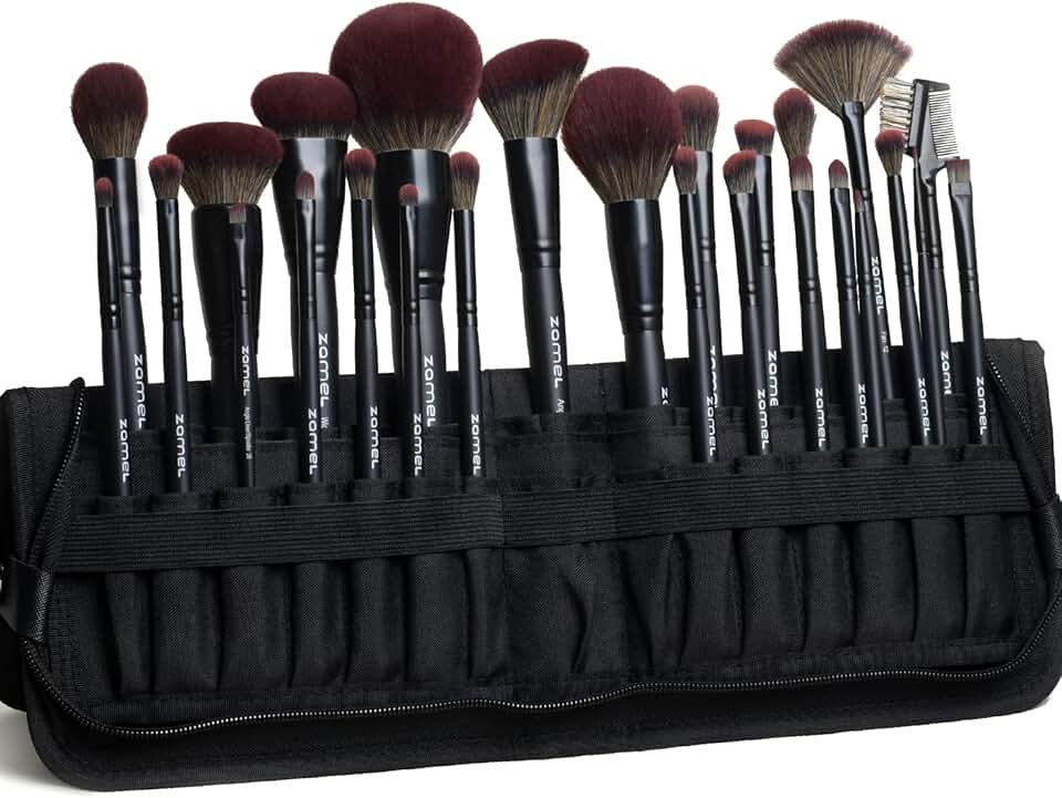 26-Piece Black Makeup Brush Set with Travel Bag