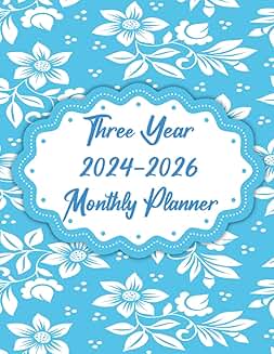 Three-Year Monthly Planner 2024-2026 with Notes and Dates