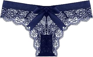 Women's Lace Bow Thongs with V-Shape Floral Lace