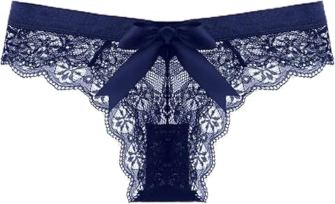 Women's Lace Bow Thongs with V-Shape Floral Lace