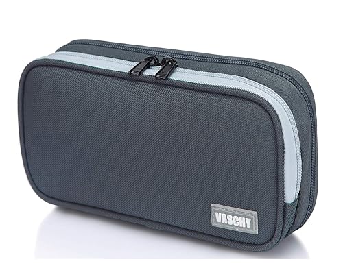 Medium Gray Pencil Case with Double Zippers