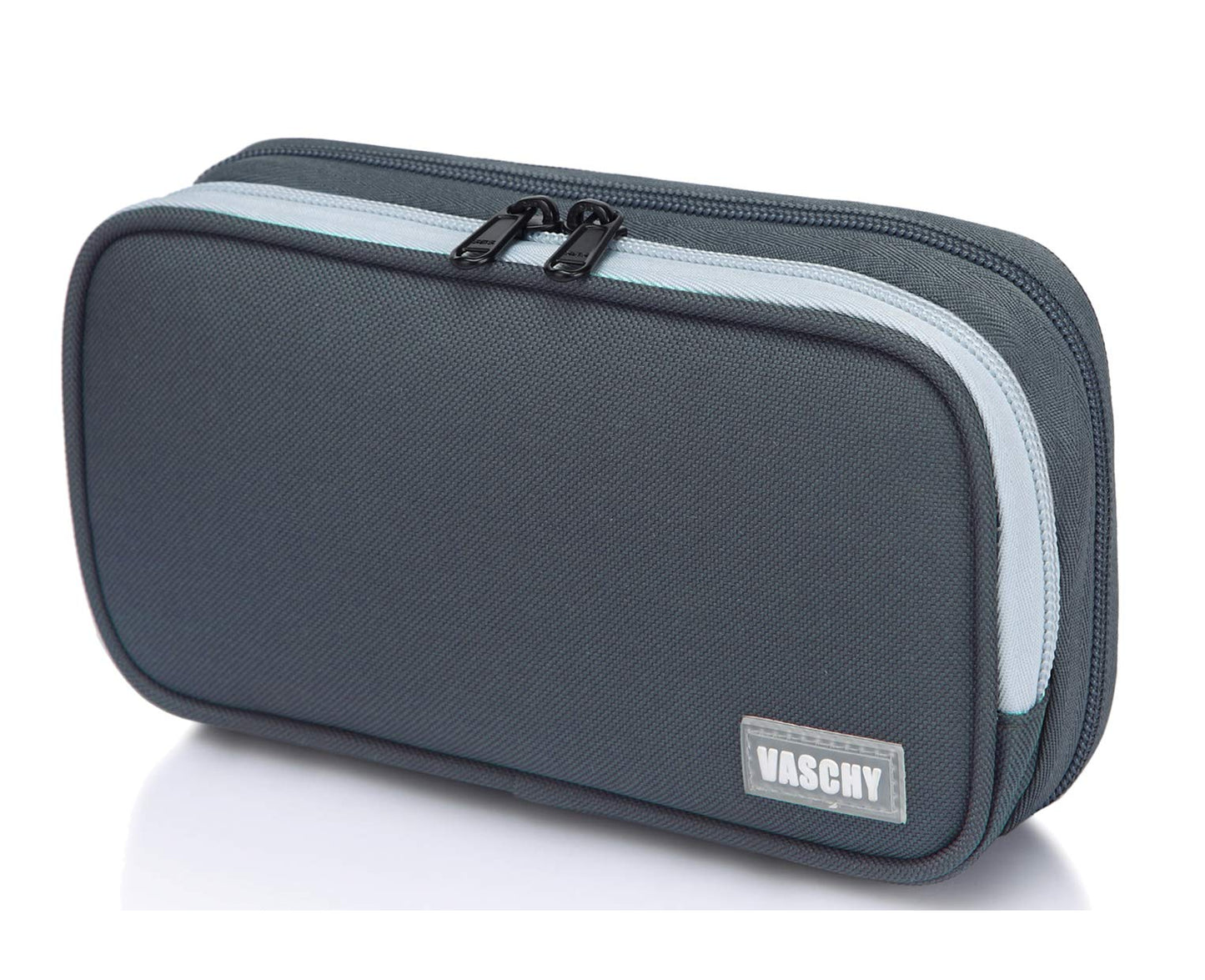 Medium Gray Pencil Case with Double Zippers