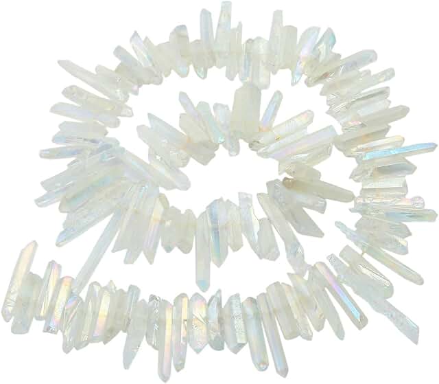 Angel Aura Quartz Crystal Points, 15-inch Strand