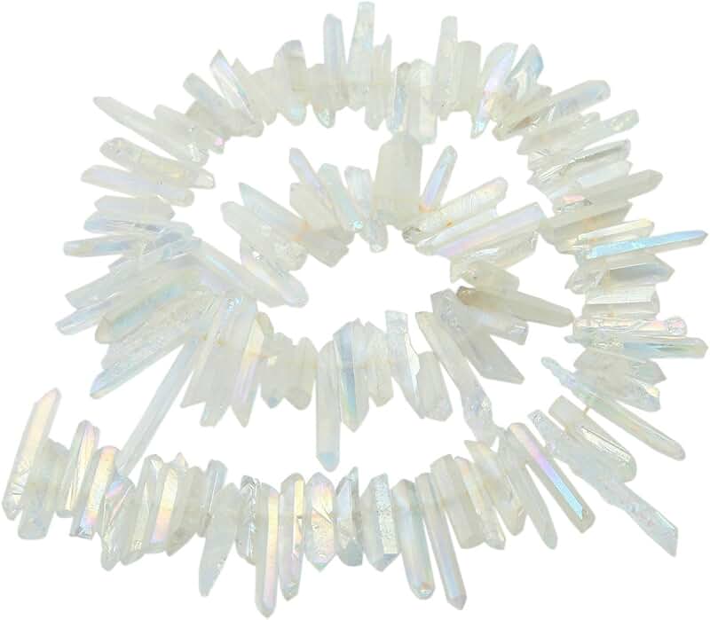 Angel Aura Quartz Crystal Points, 15-inch Strand
