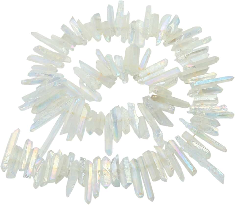 Angel Aura Quartz Crystal Points, 15-inch Strand