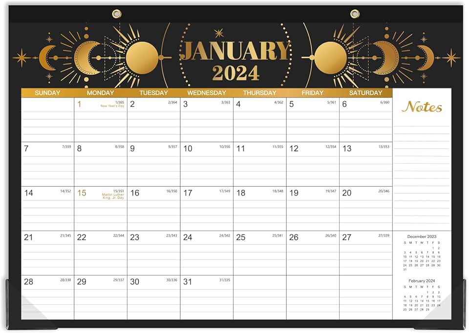 Large 2024 Desk Calendar with 18 Months