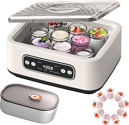 1.6L Yogurt Maker with Adjustable Settings and Glass Jars