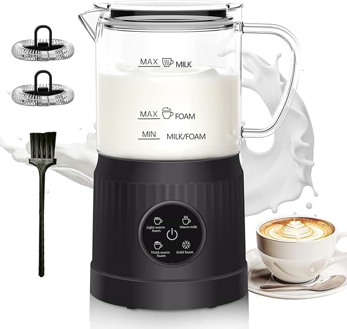 Electric 4-in-1 Milk Frother and Steamer with Touch Screen