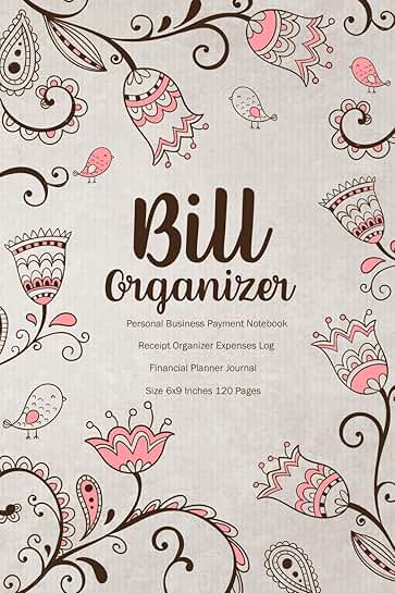 Hand Drawn Floral Bill and Receipt Organizer Journal