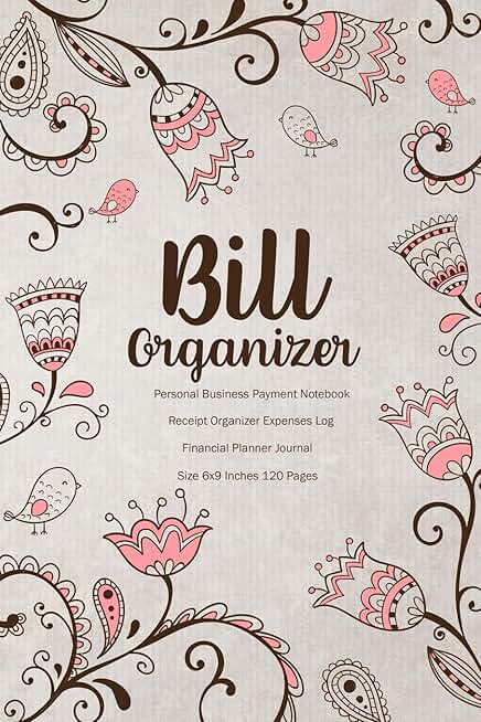 Hand Drawn Floral Bill and Receipt Organizer Journal