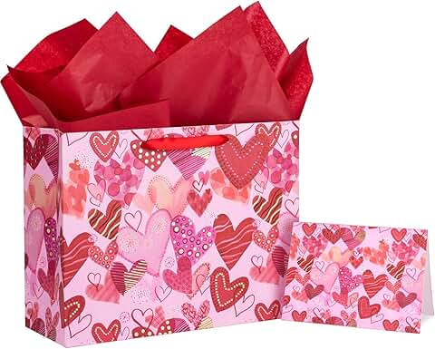 Large Valentine's Day Gift Bag with Card and Tissue