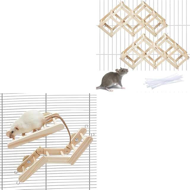Wooden Rat Climbing Toys with Ladder and Platforms