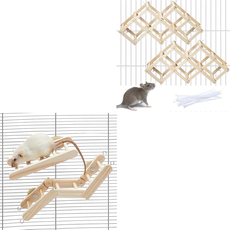 Wooden Rat Climbing Toys with Ladder and Platforms