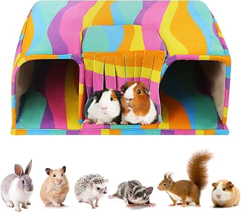 Colorful Guinea Pig Hideout with Tunnels and Cozy Bed