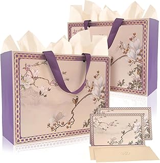Large 13-inch Purple Gift Bag with Tissue, Cards, and Handles