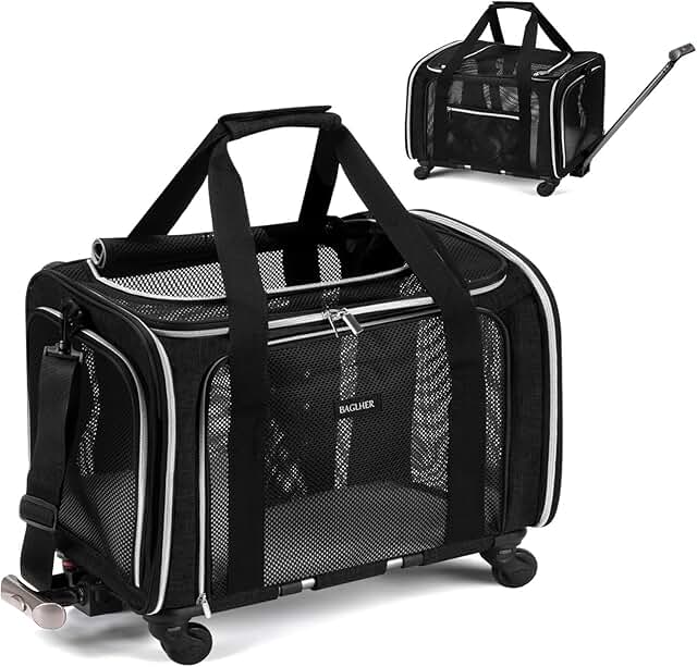 Dog Carrier Bag with Wheels and Fleece Pad