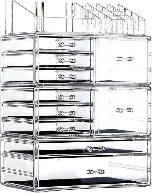 Large Clear Acrylic Makeup Storage Organizer with 10 Drawers