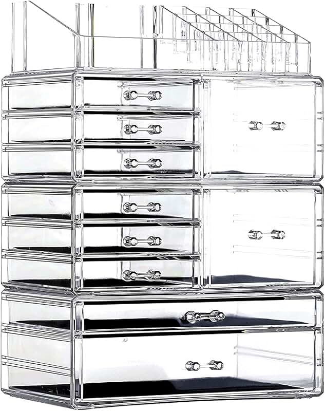 Large Clear Acrylic Makeup Storage Organizer with 10 Drawers