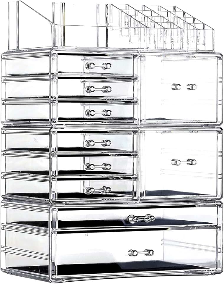 Large Clear Acrylic Makeup Storage Organizer with 10 Drawers