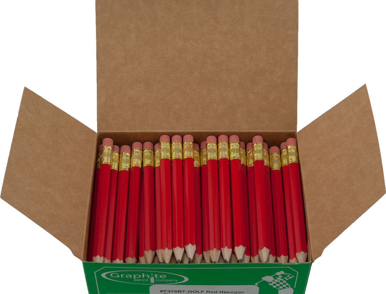Red Hexagonal Golf Pencils, 144 Pre-Sharpened