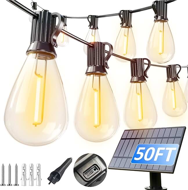 50FT Waterproof Solar String Lights with 19 LEDs for Outdoor Use