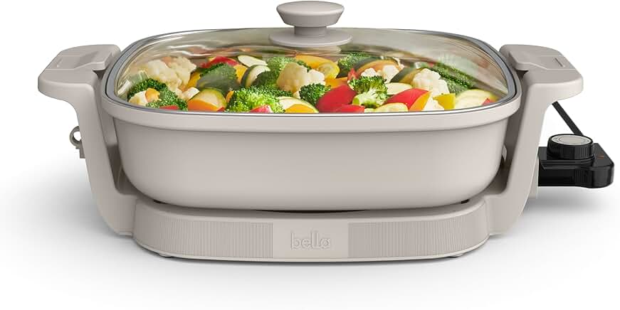 Electric Skillet with Ceramic Coating and Glass Lid