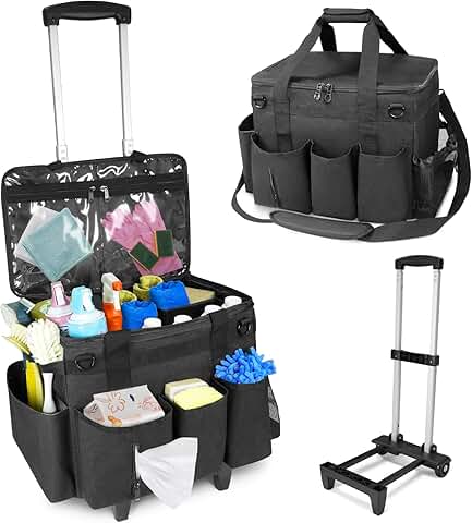 Rolling cleaning caddy with trolley and lid