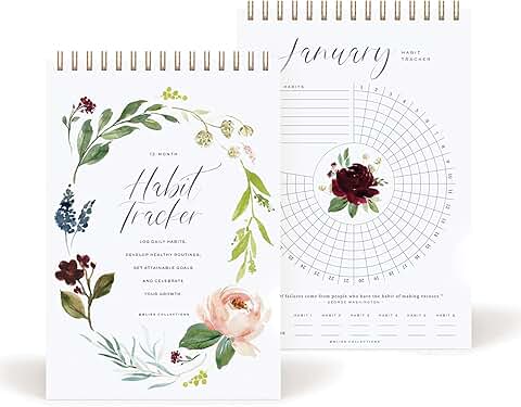 Botanical Floral Habit Tracker Calendar Notepad