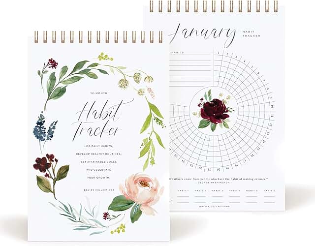 Botanical Floral Habit Tracker Calendar Notepad