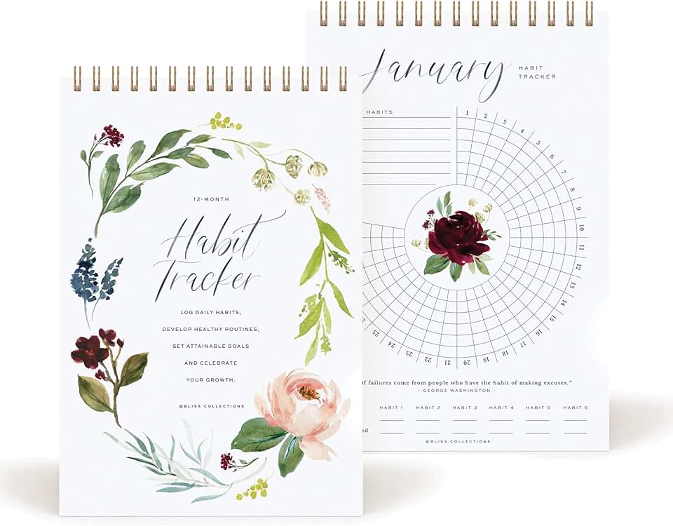 Botanical Floral Habit Tracker Calendar Notepad
