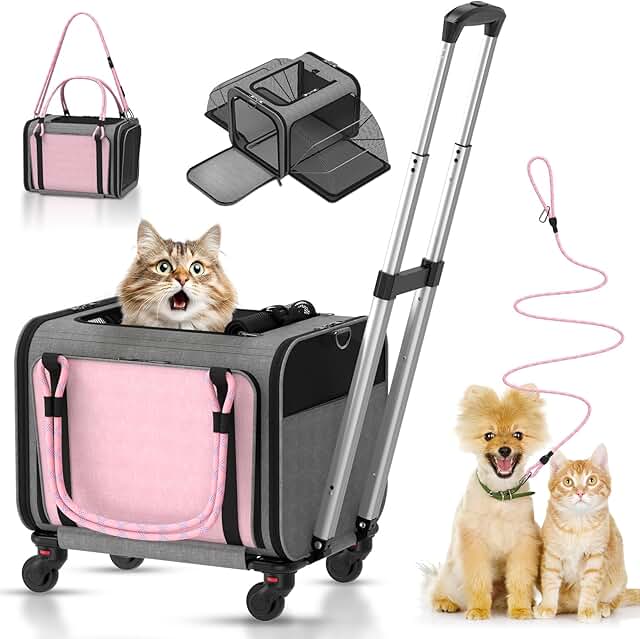 Expandable Rolling Pet Carrier for Small Dogs and Cats