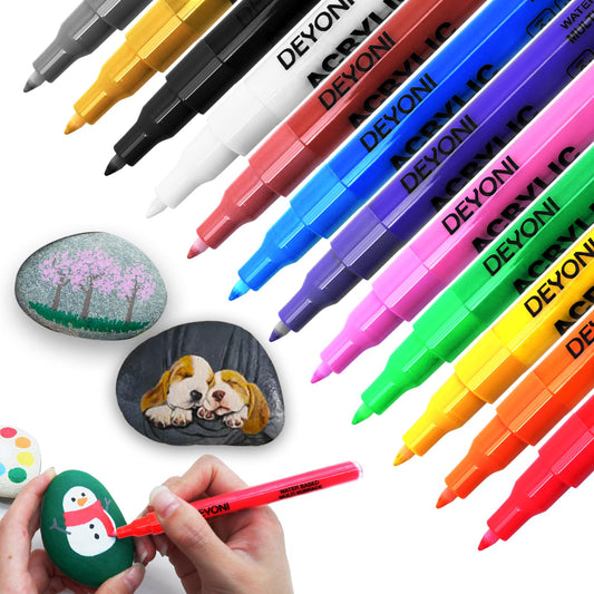 12 Colors Acrylic Paint Pens Set 0.7mm Fine Tip