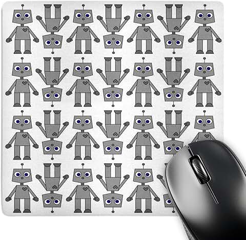 Cute robot print mouse pad, 8 x 8 inches