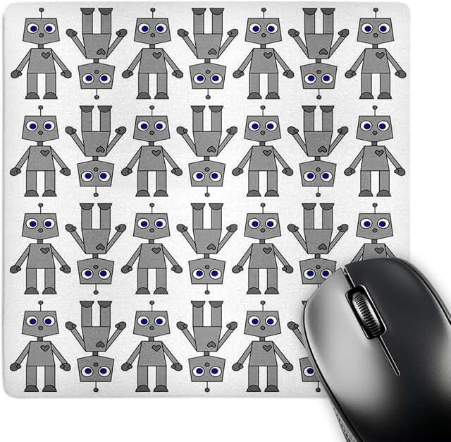 Cute robot print mouse pad, 8 x 8 inches