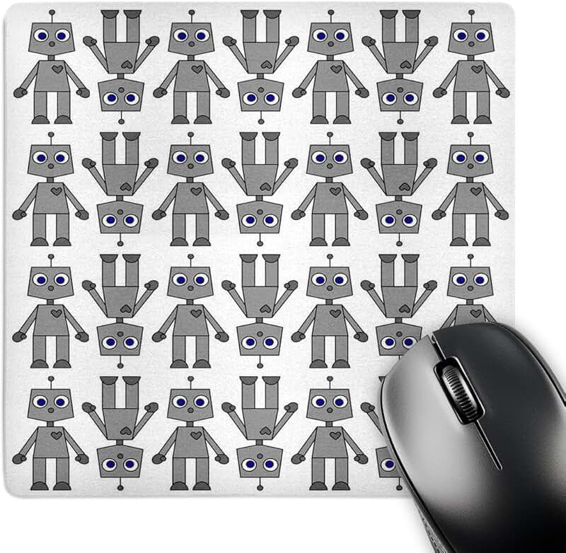 Cute robot print mouse pad, 8 x 8 inches