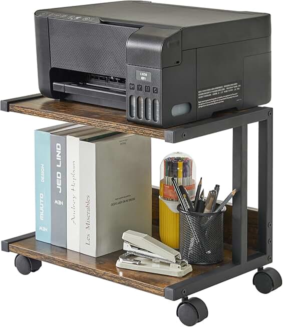 Two-Tier Under Desk Printer Stand with Wheels