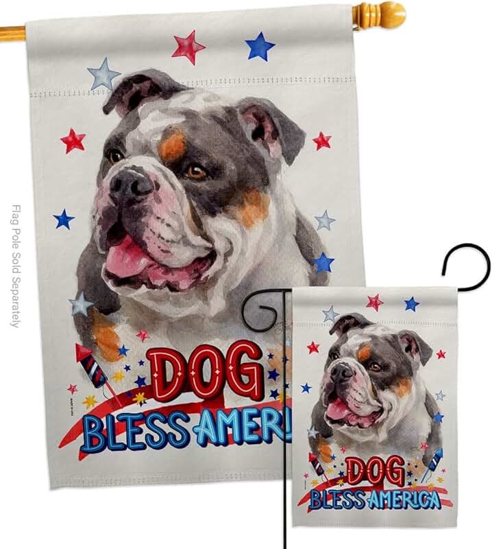Patriotic Bulldog Garden Flag Set for Yard or Gift