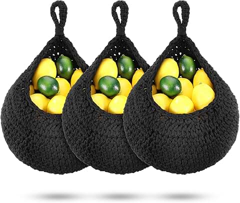 3 Large Hanging Fruit Baskets for Kitchen Storage