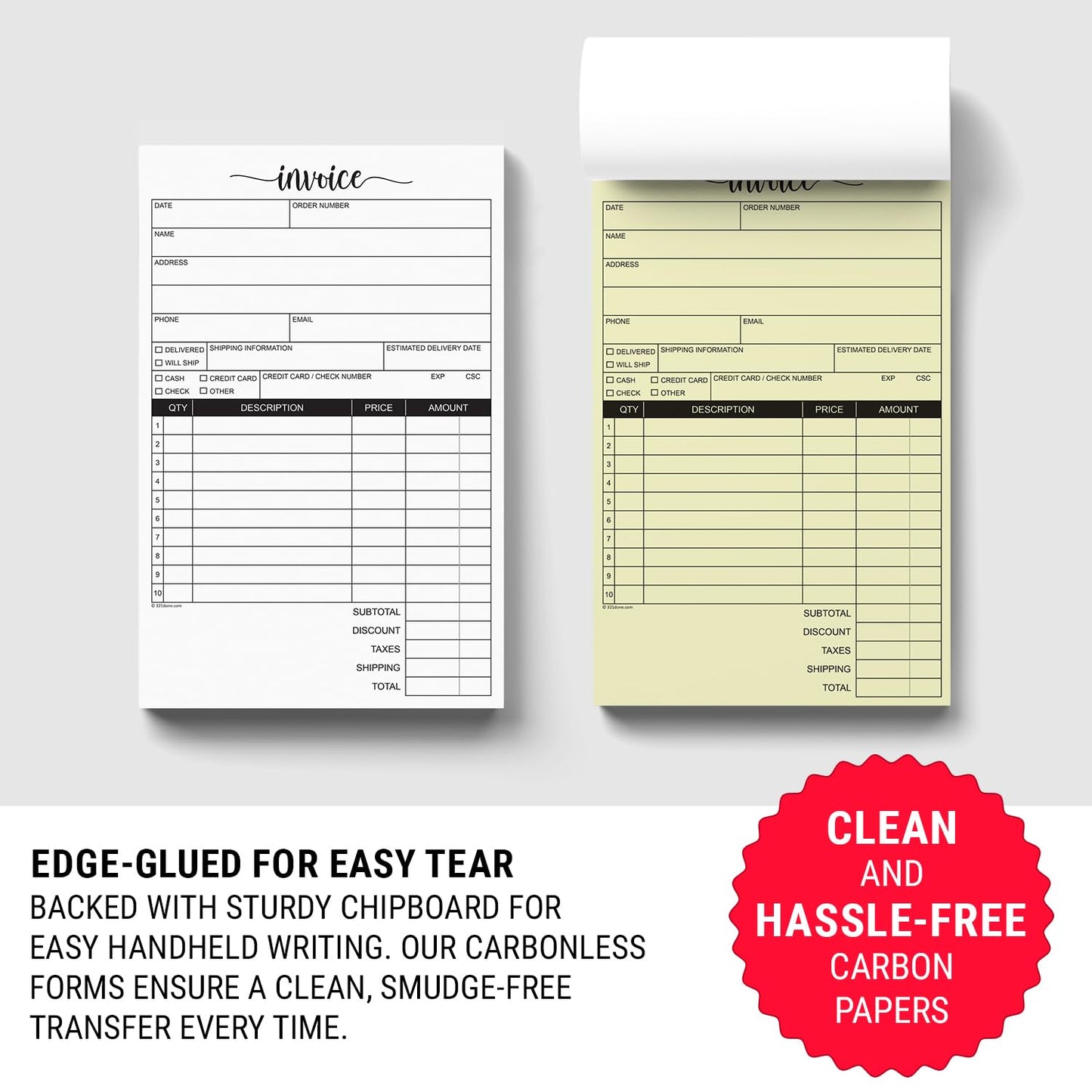 Small 2-Part Invoice Pad, 5.5x8.5, 50 Sets