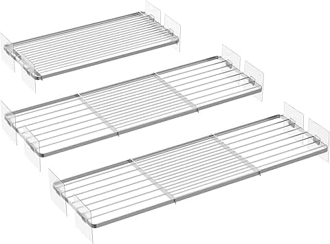 Expandable tension shelves for closet and kitchen storage, 3-pack