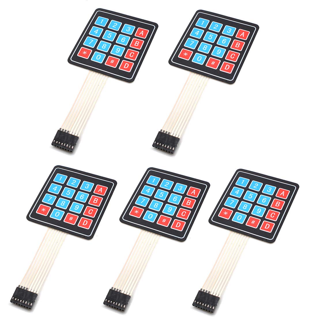 5-Piece 4x4 Membrane Switch Keypad for Projects