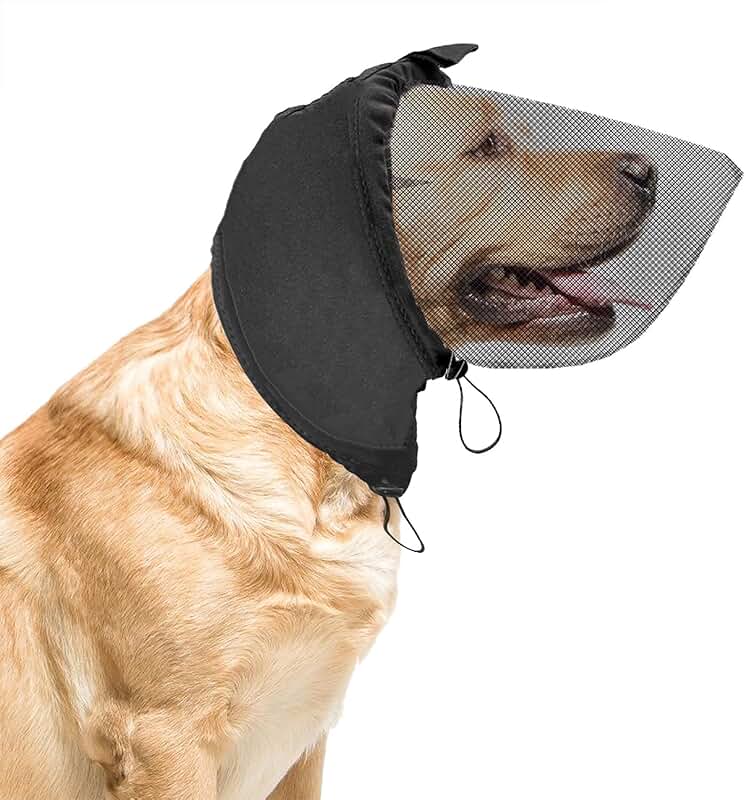 Dog Face Guard with Mesh Head Net