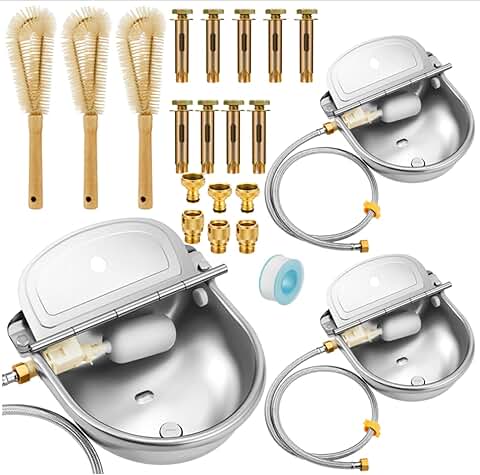 Automatic Animal Water Bowl with Float Valve and Hose Connectors